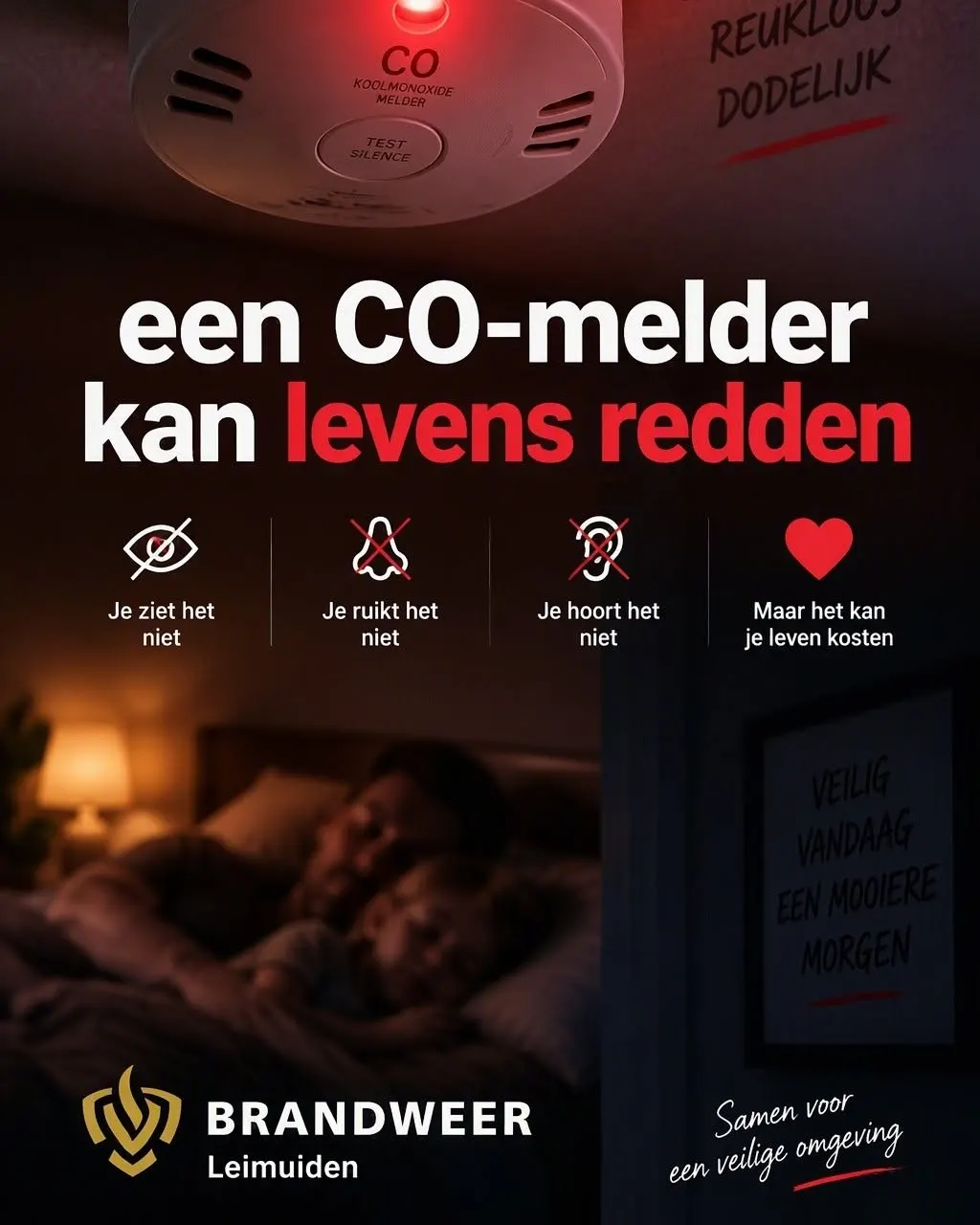 CO-melder gaat in alarm na douchen in Abbenes